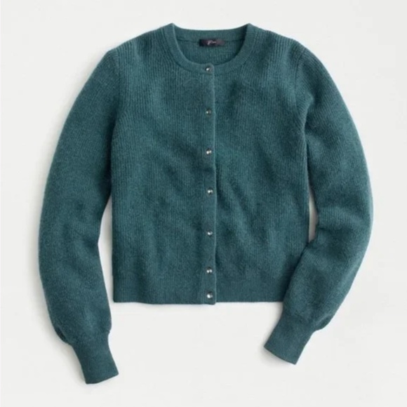 J Crew Wool Ribbed Cardigan with Jewel Buttons Women's XS - Picture 1 of 3